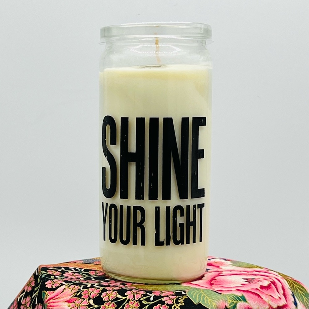 SHINE YOUR LIGHT Motivational Jar Candle White Soy Sea Salt and Sage Scent Gift